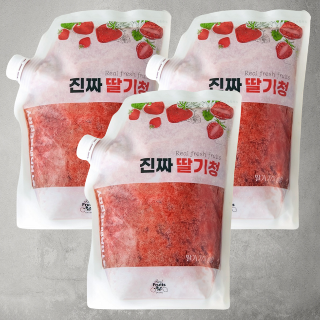 푸드마실 진짜 딸기청 카페 대용량 딸기라떼 수제 과일청, 1kg, 1개입, 3개