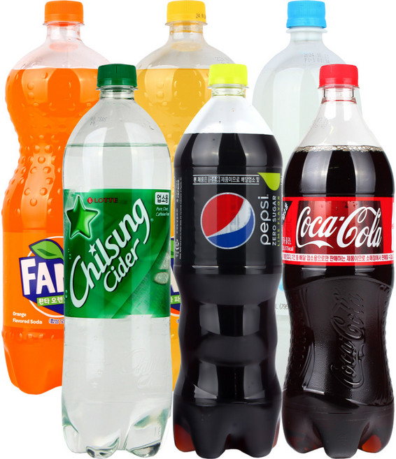 (탄산페트6종세트)코카콜라1.25 사이다1.25 환타오렌지1.5 환타파인1.5 펩시제로1.25 암바사1.5 (총) 전용박스포장, 6개, 1.25L