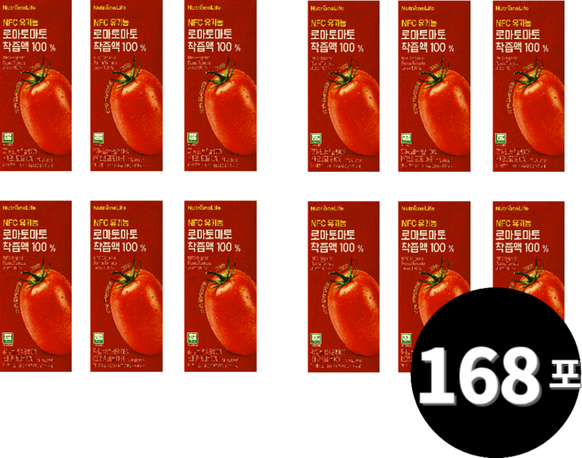 뉴트리원 NFC 유기농 로마 토마토 착즙액 100% 라이코펜 14포 12개, 30ml