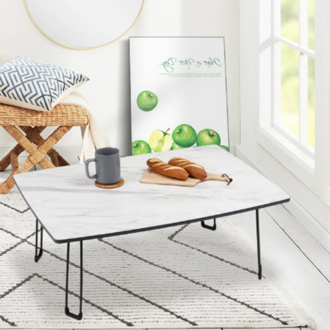 1인용 미니 접이식 밥상 원룸 자취생 술상 노트북 좌식, 일상공장 우드화이트테이블 피넛