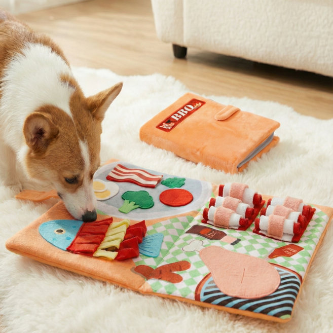 웨이백홈 강아지 접이식 휴대용 터그놀이 노즈워크, 1개, BBQ