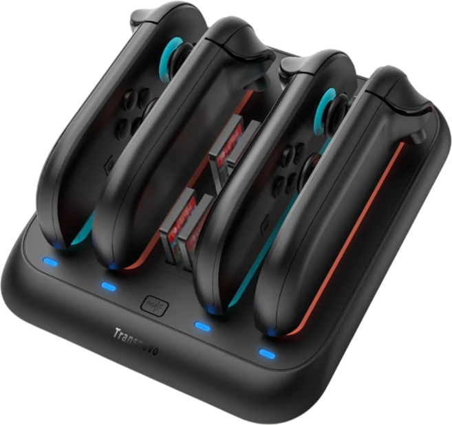 Transnovo Joy-Con 充電底座丨相容於 Switch 2 RGB燈效 快速充電 底座 手柄 充電, 黑, 1套, NS2-CG03