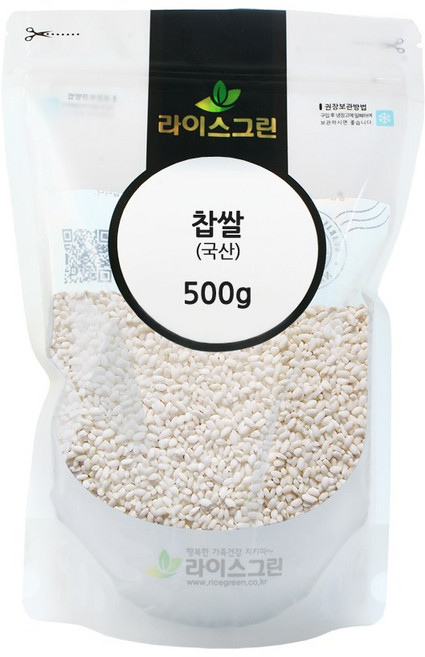 라이스그린 찹쌀500g 국산 지퍼팩포장 박스포장, 1개