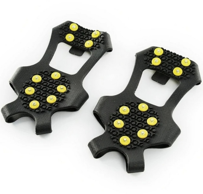 10爪防滑鞋套 戶外登山雪地適用 防摔防滑, 黑色