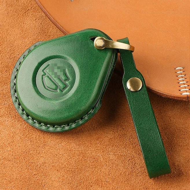 할리 스마트키 가죽 키 커버 키링, 1개, 그린
