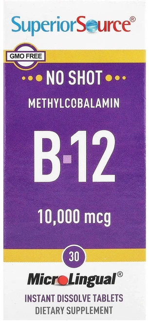Superior Source 메틸코발라민 B-12 10 000mcg MicroLingual® 용해 정제 30정 Source (슈페리어 소스), 1개 - 쿠팡