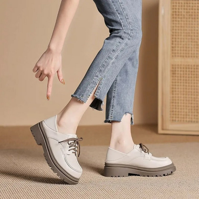 MOON 로퍼 여성 소프트 스트랩클래식 소가죽 단화 3-5cm 0038