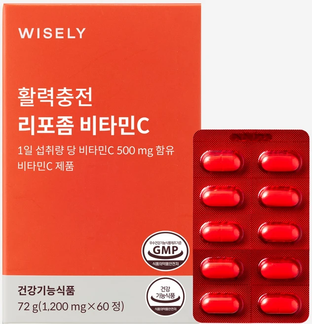와이즐리 활력충전 리포좀 비타민C 1200mg, 1개, 60정 - 쿠팡