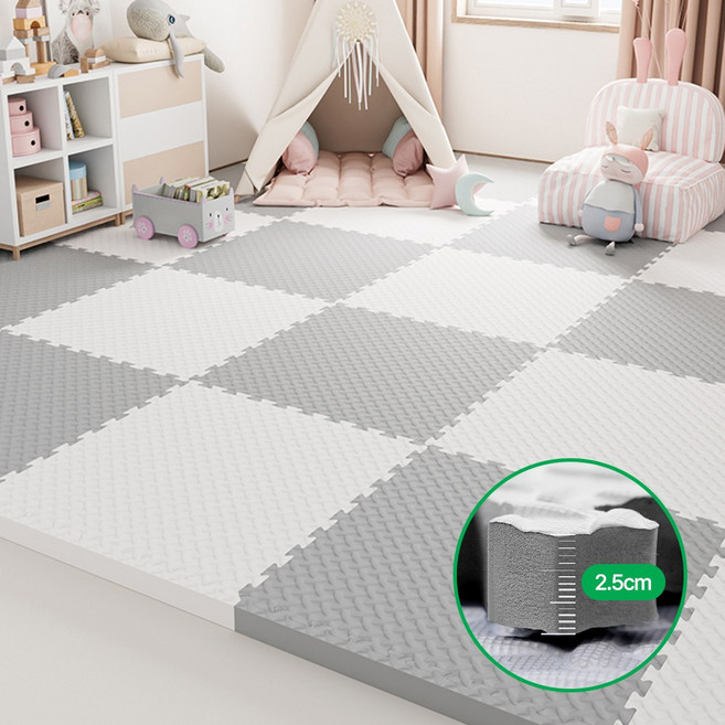 레디보드 층간소음 미끄럼방지 두꺼운 퍼즐매트 EVA 30 x 30cm 16개입, 1세트, 화이트+그레이