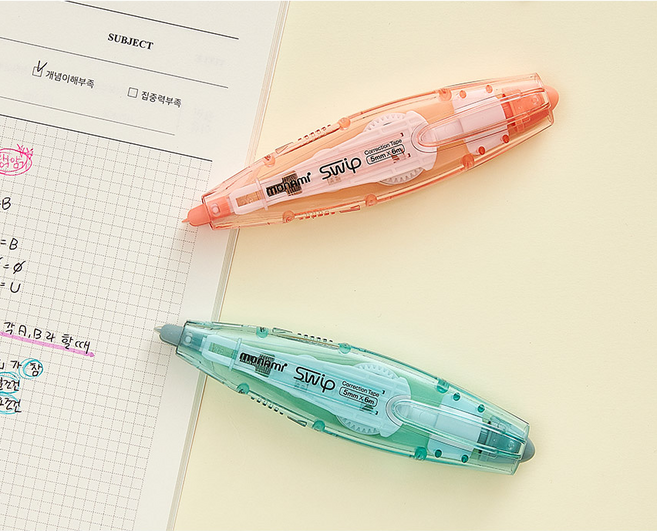 모나미 수정테이프 SWIP 스윕 5mmx6M 노크식, 랜덤색상, 5개