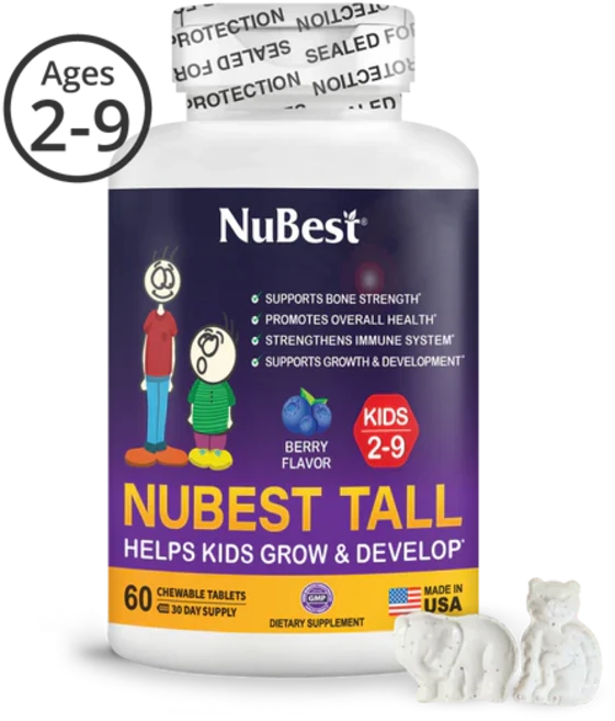 누베스트 톨 키즈 멀티비타민 2세-9세 베리맛 60정 Nubest Tall help kids grow and develop, 1개, 60회분 - 쿠팡