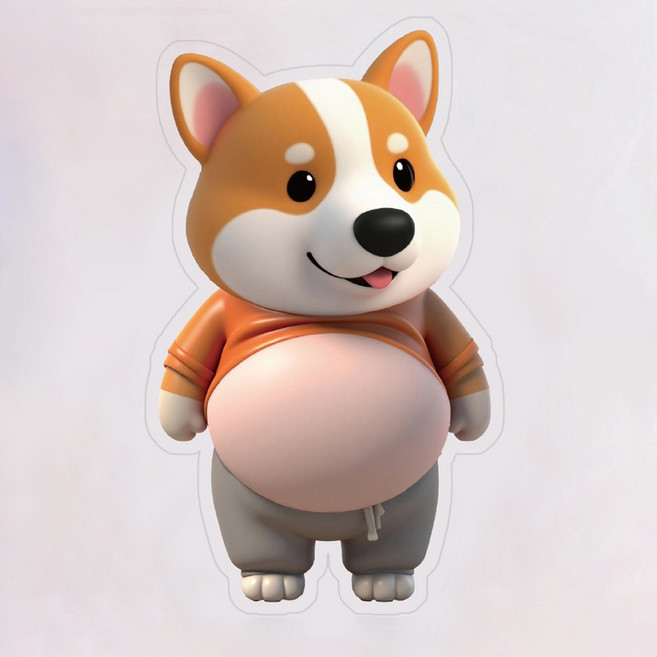 1+1 문콕방지 말랑말랑 뱃살 스티커 도어가드 스트레스 해소 용품, 2개, 20g, 웰시코기