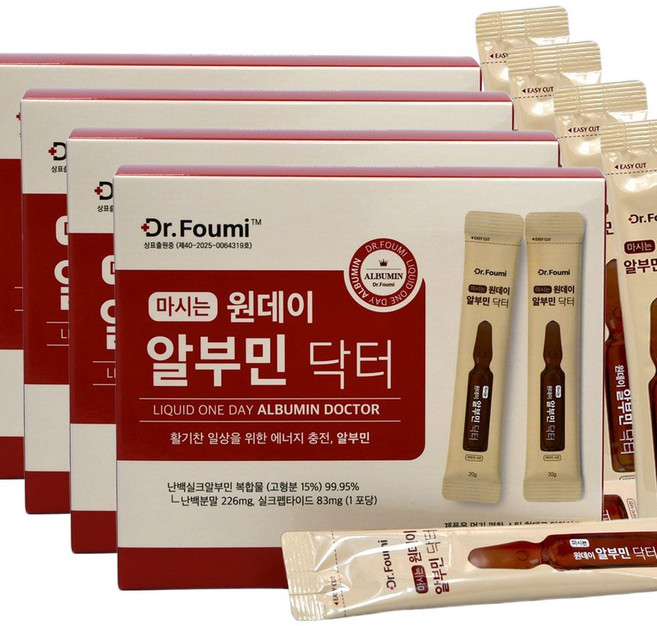닥터포유미 마시는 알부민 액상 스틱 건강기능식품 난백알부민98% 단백질 영양제, 120개, 20g