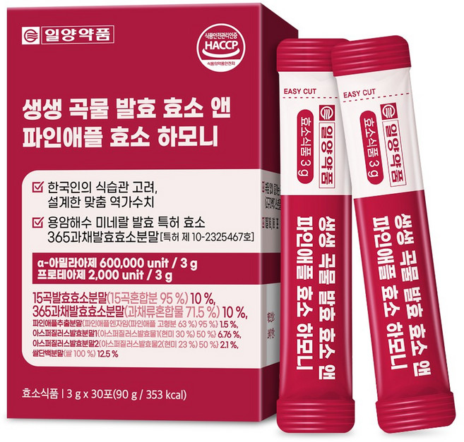 일양약품 생생 곡물 발효 앤 파인애플 효소 하모니 유산균 90g, 30회분, 1개