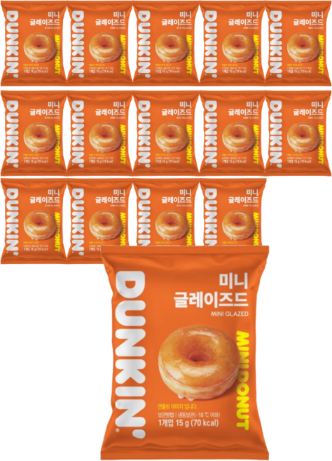 던킨 미니 글레이즈드 도넛, 15g, 15개