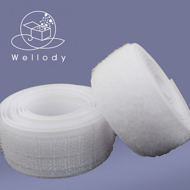 찍찍이 벨크로 velcro 양면 접착형 재봉형 원형 다양한 색상, 1세트, 재봉형_2.5cm-화이트 1m