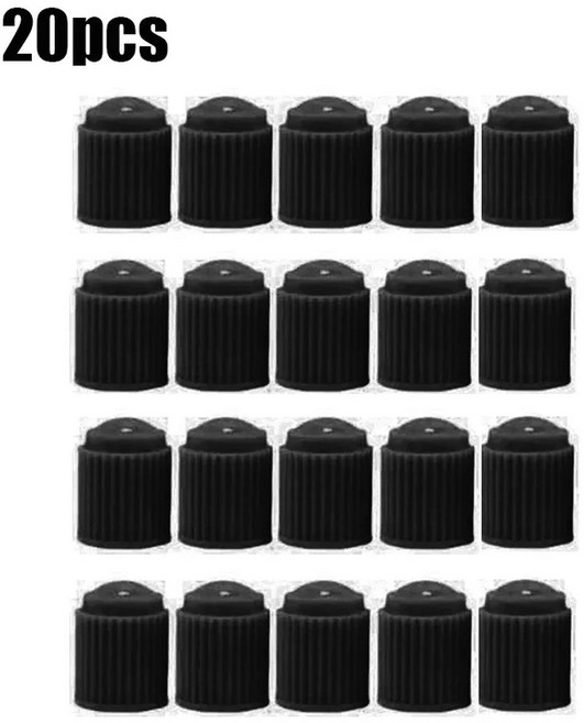 O 고무 링 먼지 커버와 20Pcs 자동차 타이어 타이어 밸브 모자 자동차 오토바이 자전거에 대 한 플라스틱 블랙 그레이 레드 줄기 밸브 모자, Black 20pcs