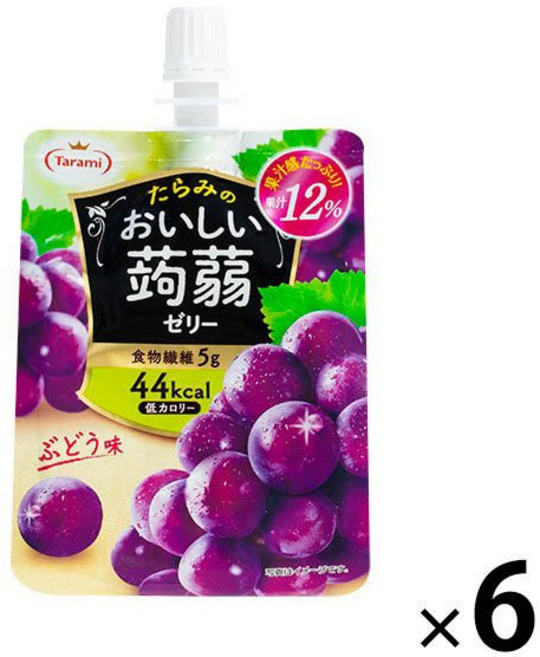 Tarami 타라미 맛있는 곤약젤리 포도맛 150g X 6개세트 일본젤리 일본간식 일본곤약젤리 저칼로리, 6개
