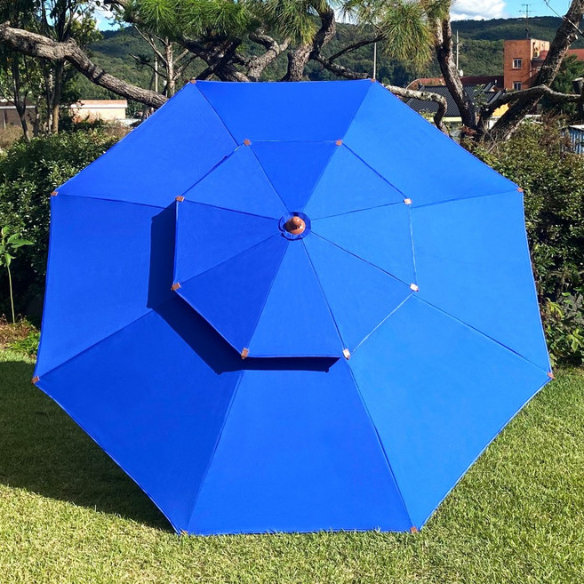 야외테이블 옵션 구매, 2단 파라솔 대형(2400mm), 파랑