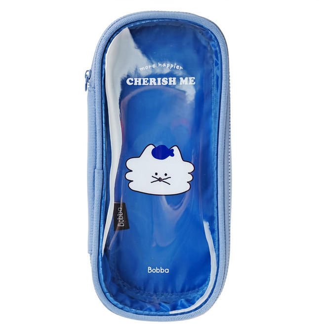 뭉구 8000 보바 pvc 투명커버 펜파우치, 블루, 1개