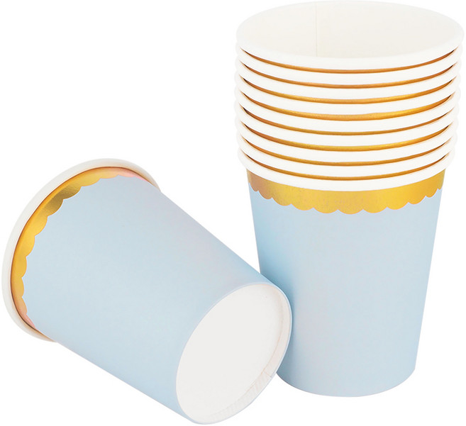 파티팡 생일파티 홈파티 디저트 음료용 컵세트 골드라인 파티컵 8온스 50입 [블루] (일회용 고급 감성 테이블용품 세트), 1개