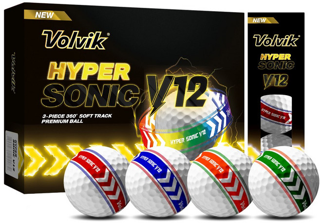 볼빅 골프공 하이퍼 소닉 V12 소프트 트랙 360도 고반발 3피스, 화이트(멀티라인), 12개입, 1개