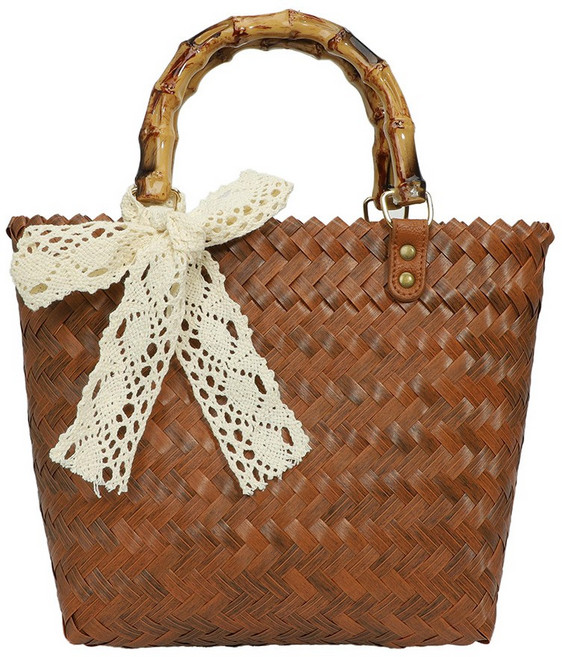 짚으로 엮은 가방 모조 대나무 가방 PVC 엮은 가방 토트백 해변 손잡이 가방 여성용 가방