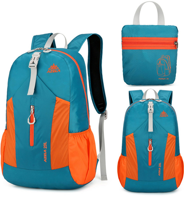 Yopence 초경량 접이식 등산배낭 백팩 남여공용 방수 내마모성 아웃도어 트레킹 하이킹 캠핑 여행 출장 휴대용 가방, 호수블루