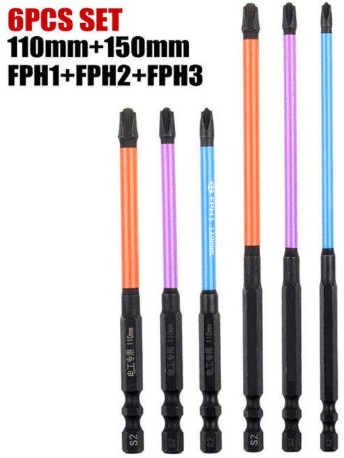 65mm 110mm 150mm 특수 슬롯 형 크로스 스크루 드라이버 비트 너트 소켓 스위치 전원 전기 기사 전동 공구용 FPH1 FPH2 FPH3, 1개
