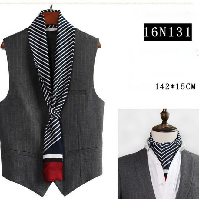 Vezri 남성용 이중면 실크 스카프 부드러운 촉감 패턴 조합 ZFY