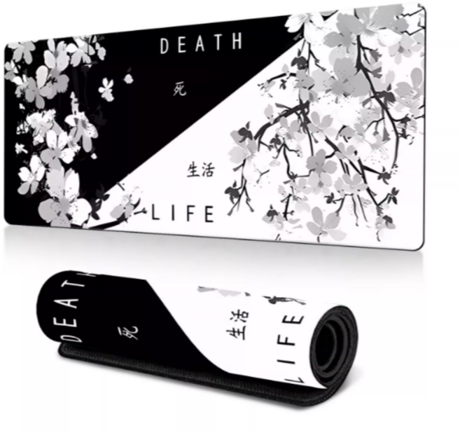 위드유 데스라이프 흑백 벚꽃 마우스장패드 게이밍패드 70x30cm, 1개, 색상