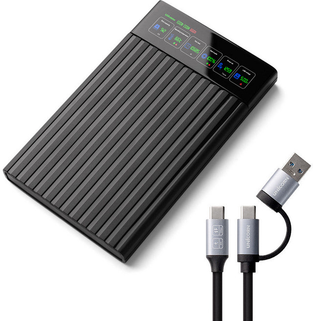 유니콘 스마트LCD 2.5인치 HDD SSD 외장하드케이스 USB3.2Gen1 A+C타입젠더 슬라이딩결합 HSD-L20, 1개