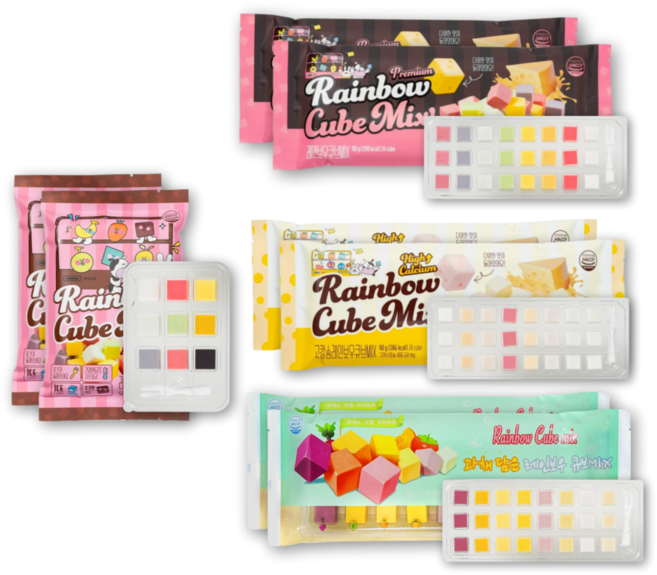 레인보우 과일큐브치즈 4종SET 8팩 구성 [블랙2팩/ 칼슘2팩/과채2팩/미니9구2팩] 레인보우큐브MIX!, 8개, 80g