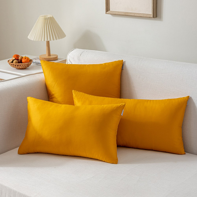 [생활방수] 커버무드 소프트 소파 쿠션 + 솜 포함, 머스타드