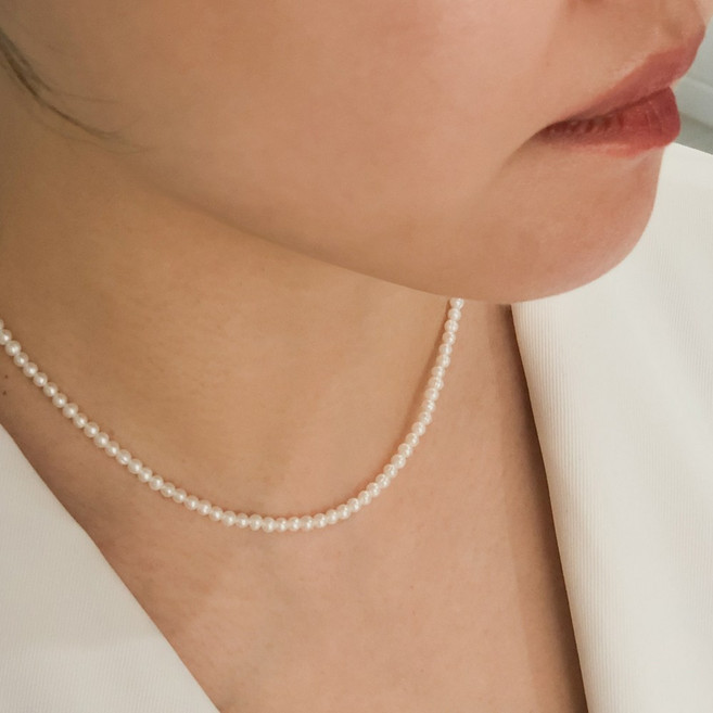 블랑썸 AA급 원형 천연 담수진주목걸이 민물담수진주