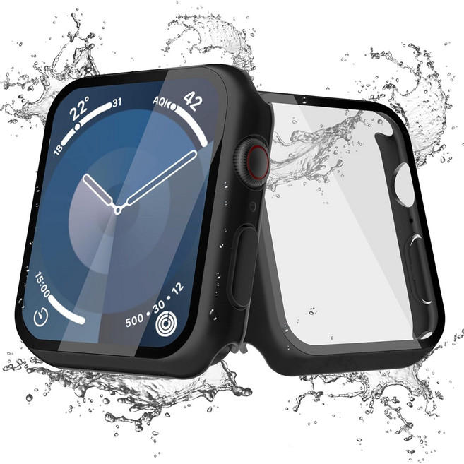 JULK 2팩 Apple Watch SE 3 2025 40mm 방수 케이스 강화 유리 스크린 프로텍터 슬림 가드 범퍼 iWatch 시리즈 SE-3/SE/6/5/4 40mm용 하, Matte Black(2-Pack), 41mm