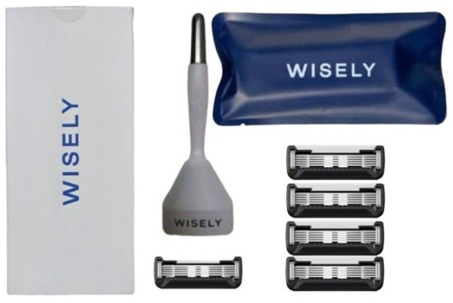 와이즐리 면도기 PRO면도날5개 거치대 세트, 슬레이트그레이+PRO면도날, 1개