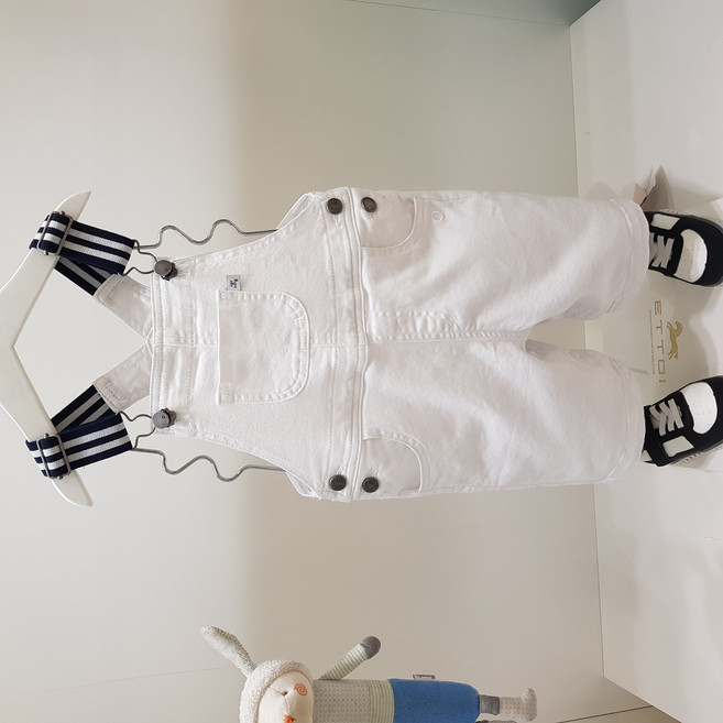 아가방 여름 베이비페어 시원 유아 여름 멜빵바지 루즈핏 화이트 7부 아기 오버올 외출복 / 여름 멜빵바지 제대로 찾았어요 돐부터 4세