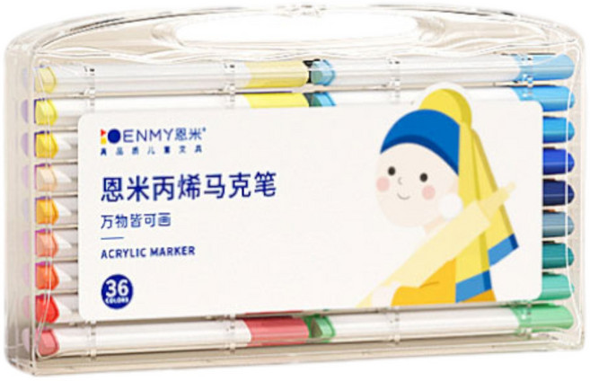 ENMY 恩米 丙烯馬克筆 萬物皆可畫 塗鴉手帳彩繪筆 石頭木頭DIY美術畫筆, 1個, 單頭, 36組