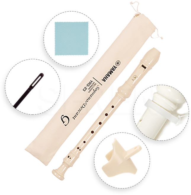 야마하 리코더 YRS-23 저먼식 소프라노 독일식 리코더, YRS-23G+클리닝스틱+클리닝스왑+넥스트랩+핑거레스트, 1개