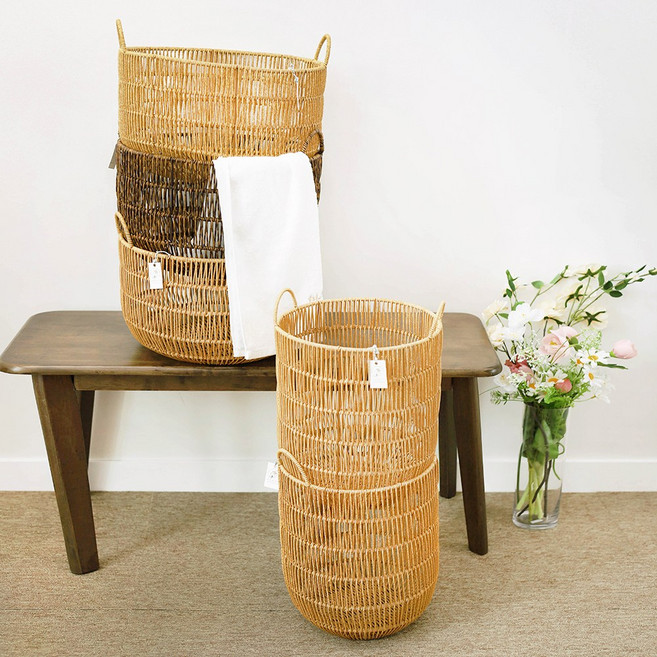 아둥놀이터 라탄 빨래바구니 빨래통 세탁바구니 햄퍼, 대형_내추럴