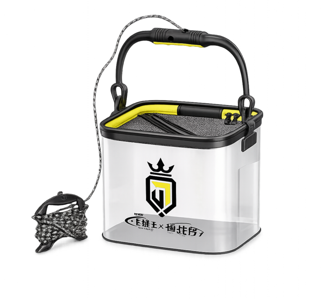 리빙프레소 투명 낚시 양동이 접이식 대용량 물고기 보관 버킷 8L