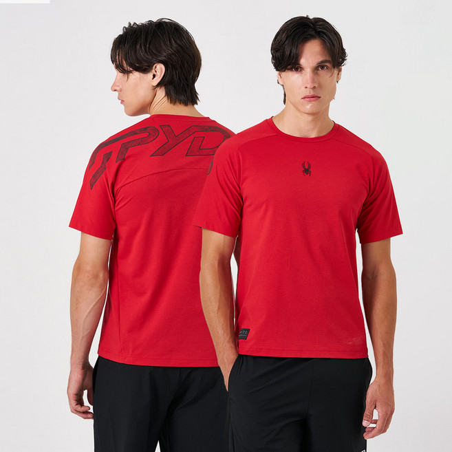 [스파이더 본사 직영] 남성 스파이더 빅 레터 로고 티셔츠 SPKMCNRS203MRED