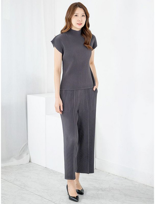 모슬린 엄마옷 플리츠 캡소매티셔츠 바지 세트 MQG126916 마담 미시 중년여성 빅사이즈 할머니옷 50대 60대 70대