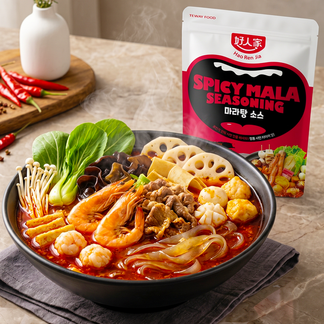호인가 마라탕 소스 전통 사천식 매운맛 중화요리용 마라볶음소스 볶음용 가정용 소포장 진한 얼얼한맛 요리소스 마라탕소스 ( X4EA), 240g, 1개
