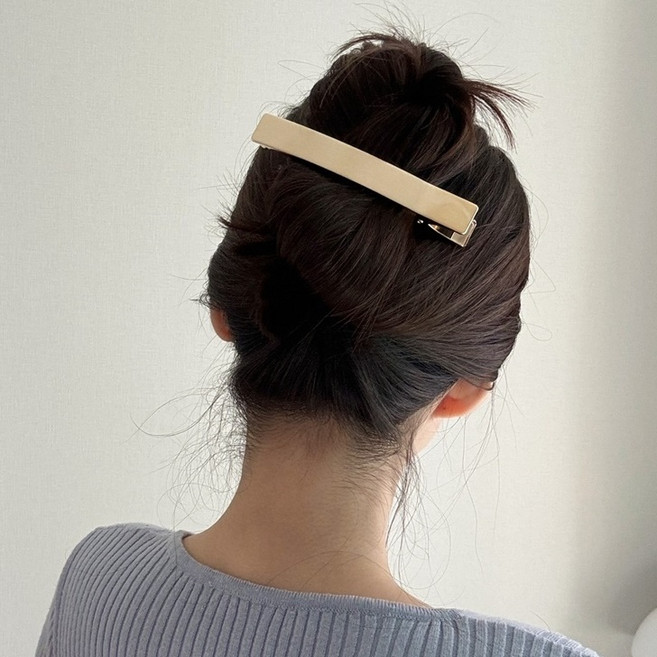 국내생산 스지 무광 골드 실버 메탈 올림머리 헤어 집게핀