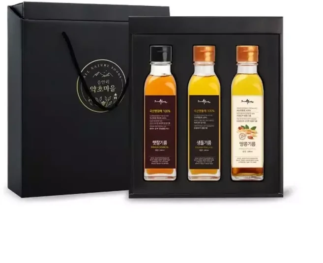 저온압착 국산 고소한 참기름/들기름/땅콩기름 3종 선물세트, 1개