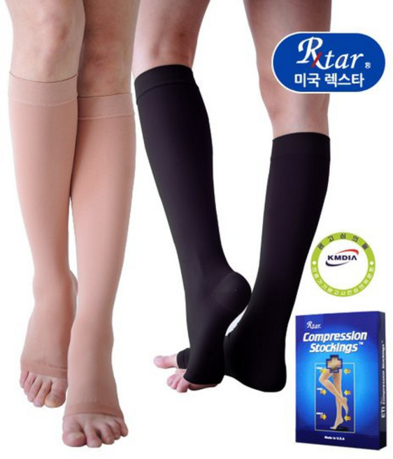 도고렉스타 201 무릎형 의료용압박스타킹 단단한재질, 검정