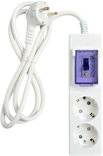 DAMDA 고용량 에어컨 히터 안전 멀티탭 16A 전기선, 2구 누전, 1개, 3m