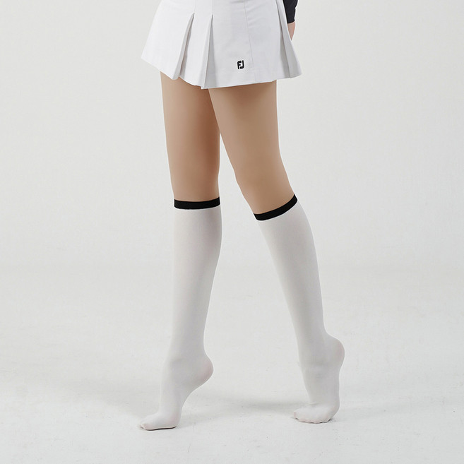 엔조이핏 가을 겨울 기모 링글 투톤 골프스타킹 2매입 UV 자외선차단 니삭스 스타킹, 2개, 화이트
